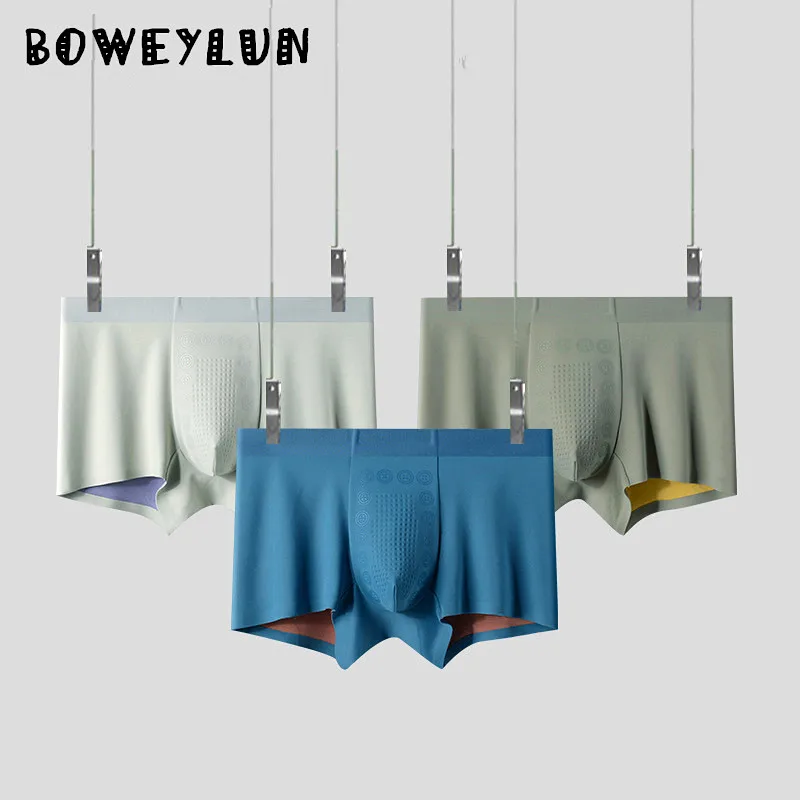 

BOWEYLUN's Новое двухстороннее однотонное мужское нижнее белье из модала 100S, удобные дышащие бесшовные трусы-боксеры для мужчин