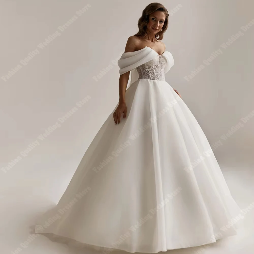 Robes De mariée élégantes pour femmes, épaules dénudées, en Tulle, robes De princesse, longueur De nettoyage, personnalisées