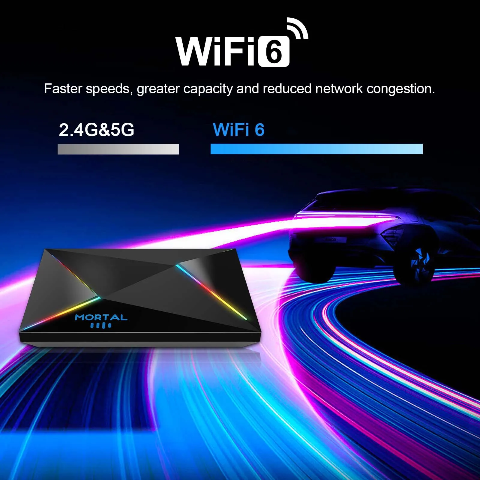 New Mortal T9 Allwinner H728 WIFI 6 BT5.4 High Performance Android TV Box Android 14 8K HD Multi-language Streaming Media Player