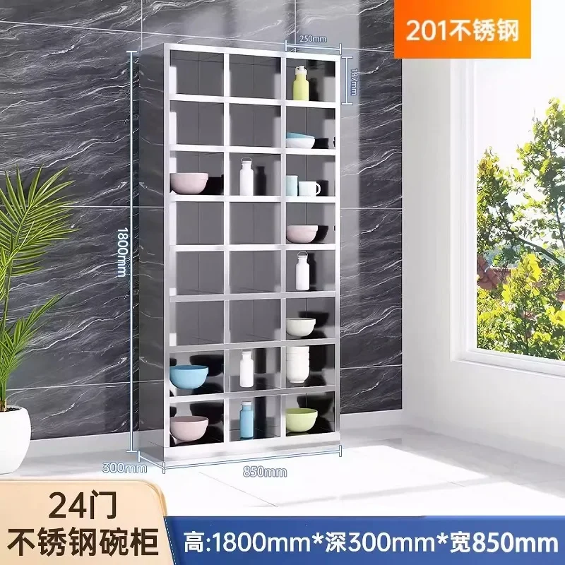 304 stainless steel cupboard staff canteen multi-grid plate cabinet restaurant multi-door sideboard cabinet tableware storage ca