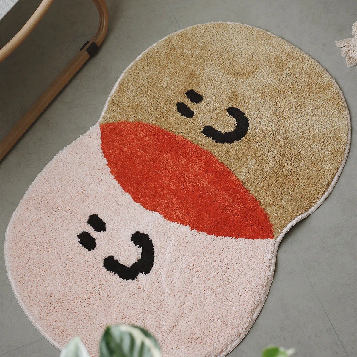 Kawaii Tufting Smile Bedroom Carpet Bathroom Mat Living Room Rug Bathmat Anti Slip Floor Foot Pad Doormat Aesthetic Home Decor