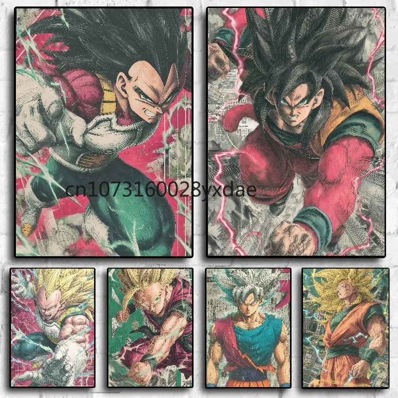 

Japan Classic Anime Dragon Ball HD Poster Goku Gohan Vegeta Piccolo Friza Retro Canvas Painting Print Wall Art Children Gift