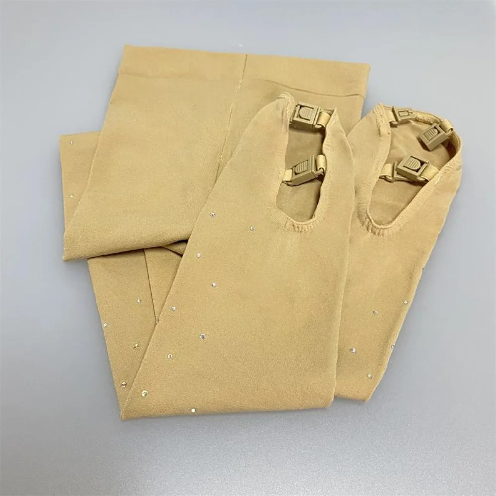 Polyamide Fiber Figure Skating Pantyhose Skin Color Rhinestone Decorated Gymnastics Leotard Stretch Fabric Thicken