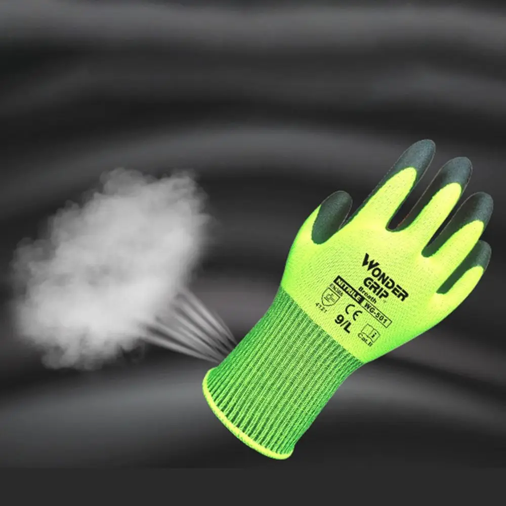 Safety Wonder Grip Construction Gloves Anti Slip Thicken Rose Pruning Gloves Micro-Foam Nitrile Palm Coating Quick