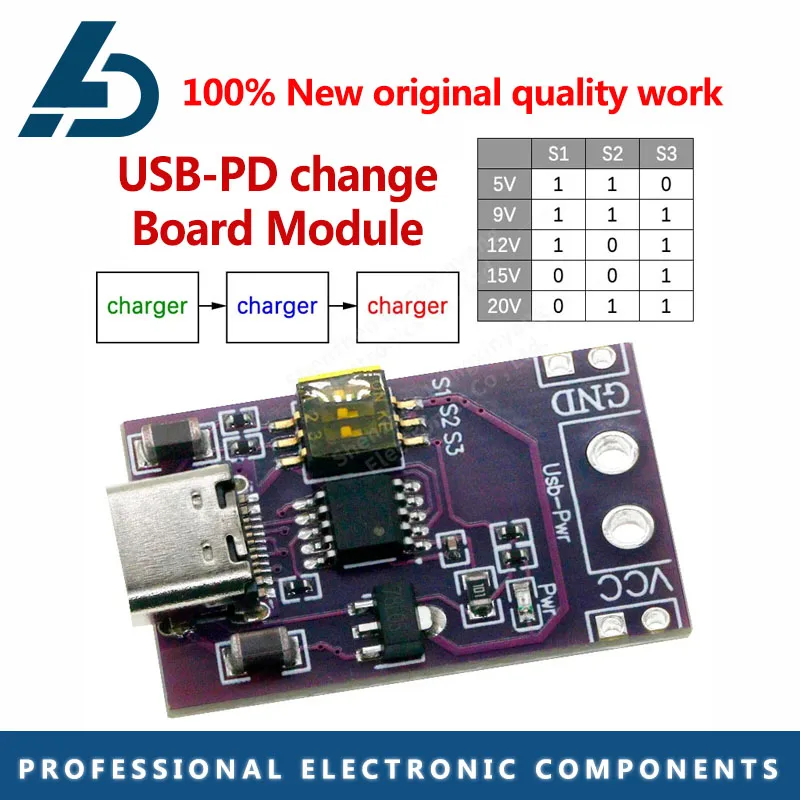 Type-C QC AFC PD2.0 PD3.0 to DC Spoof Scam Fast Charge Trigger Polling Detector USB-PD Notebook Power Supply Change Board Module