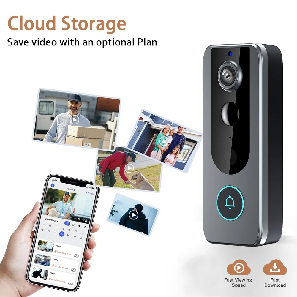 Smart Remote Monitoring Doorbell Wifi Night Vision Wireless Rechargeable APP Remote Monitoring Easy Installation Monitor Doorbel