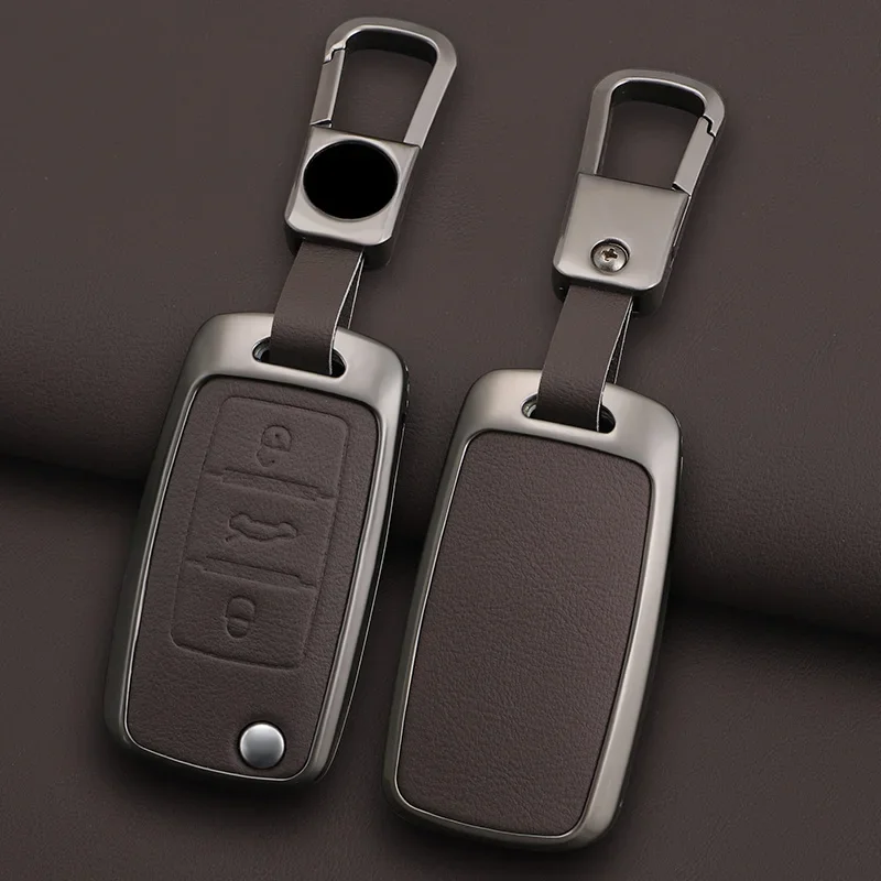 Zinc Alloy Leather Car Key Case for Volkswagen Polo Golf Passat Tiguan Beetle Caddy T5 Up Eos Skoda Octavia Seat Leon Altea