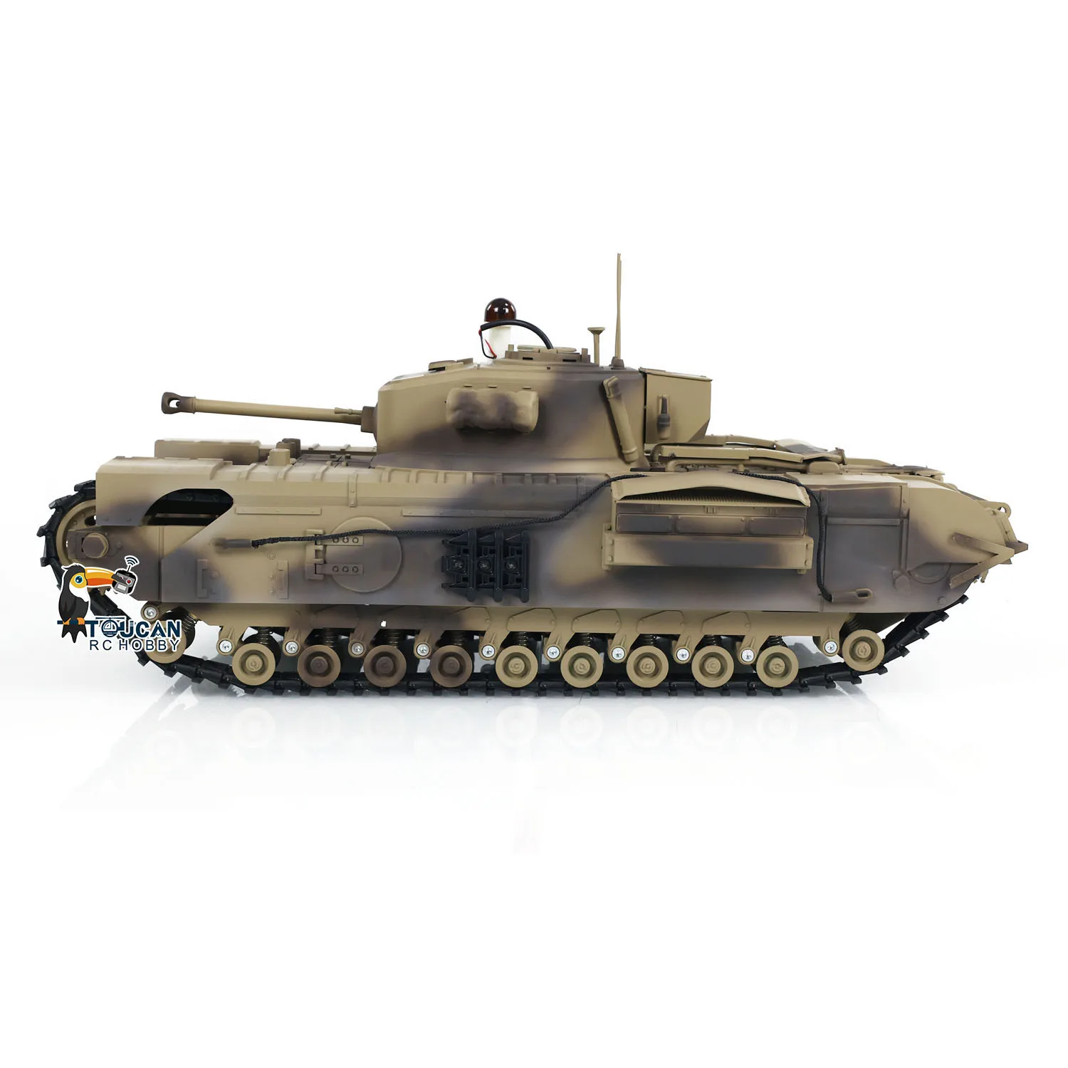 Tongde RTR 1/16 Scale RC Tank Churchill Mk.VII Metal Tracks Infrared Battle Tanks Model Toys with Smoking Unit Light Sound