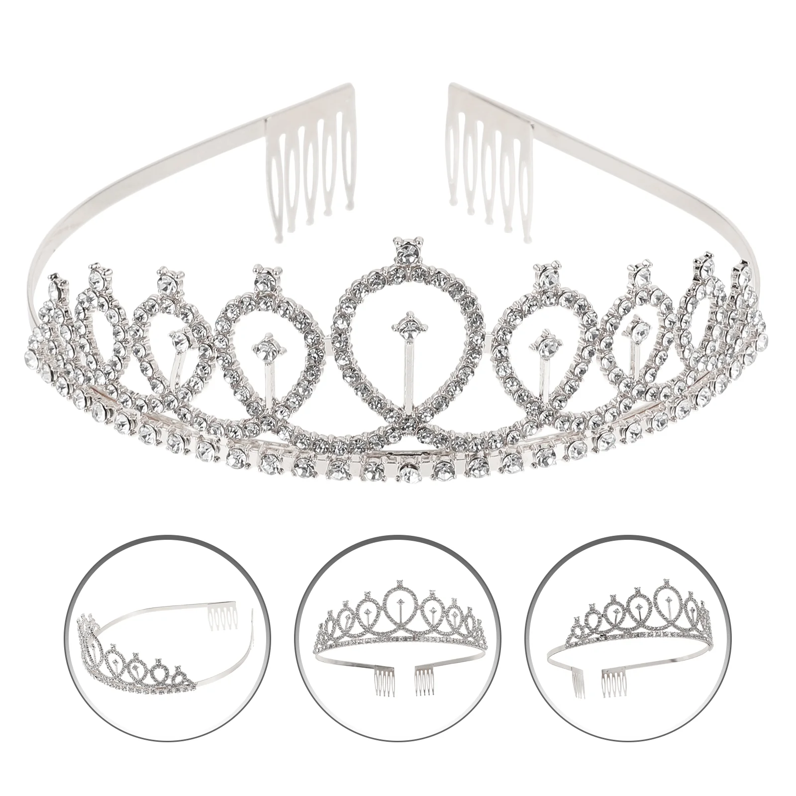 

Bride Crown Headdress Rhinestone Crystal Zinc Alloy Wedding Decor Elegant Party Photography Lightweight Mini Comb Stable Fixed