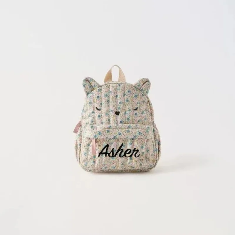 

Personalized Kitten Floral Backpack, Children's Backpack, Cute animal Shaped Mini Backpack For Young Children