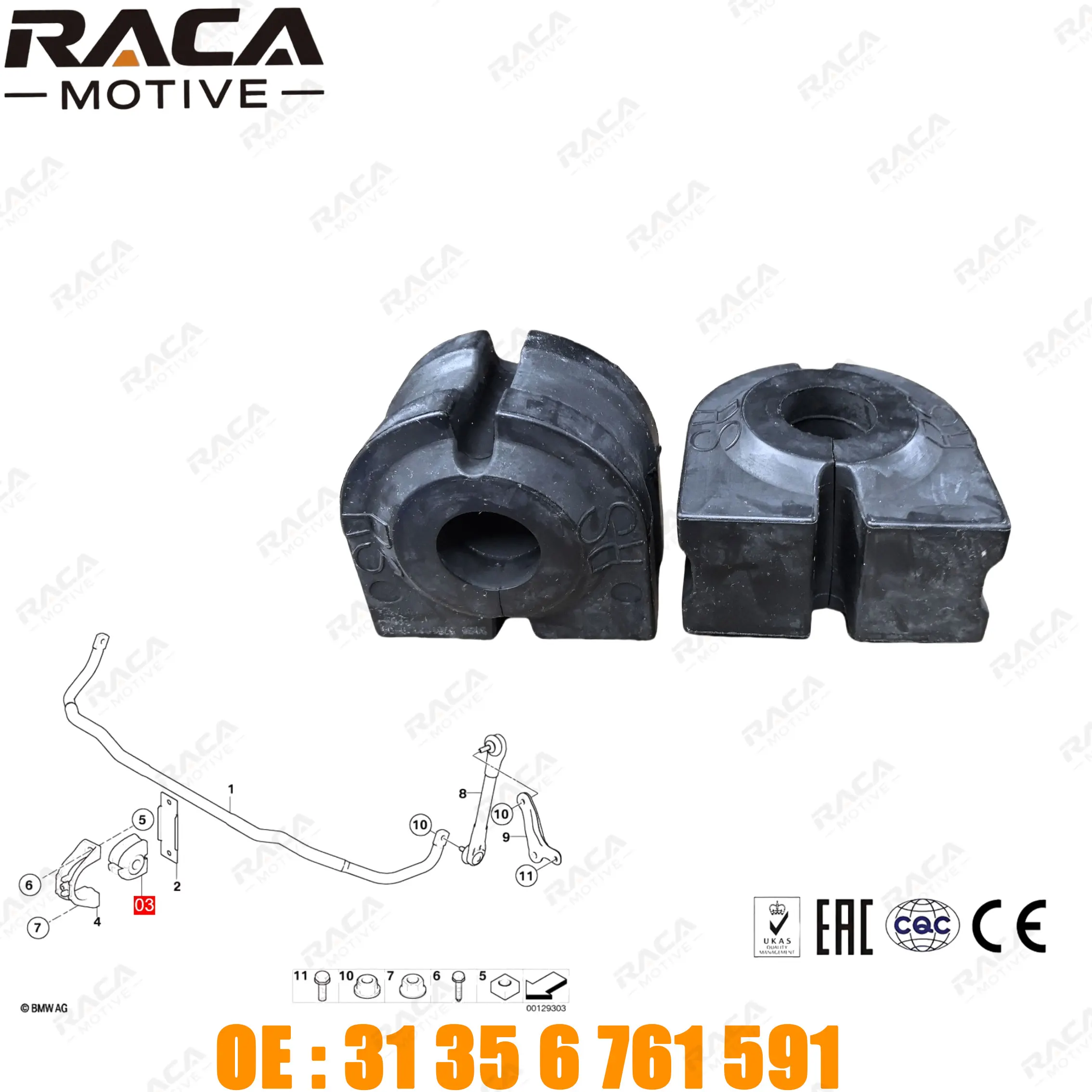 

Front Axle Stabilizer Rubber Bushing Suitable for Bmw 5 Series (E60) Touring (E61) 6 Series (E63) Convertible (E64) 7 Series (E65, E66, E67) 31356766509 31356761591 31356763267