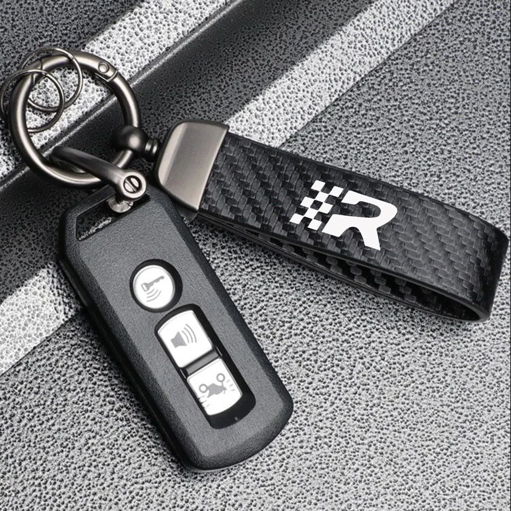 Car Carbon Fiber Style Keychain Carbon Fiber Leather Key Chain R logo For Seat Leon Cupra ALTEA IBIZA Ateca Fender Nameplate