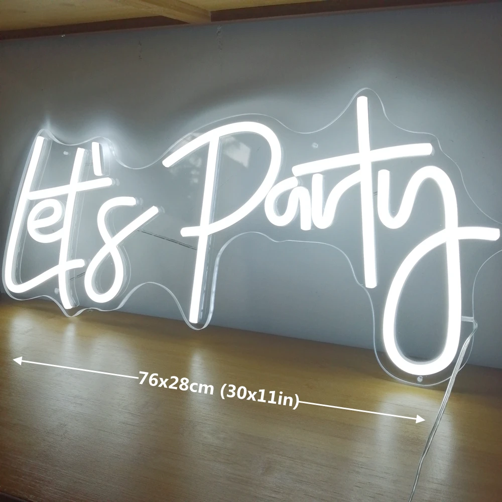Large Size 'Happy Birthday' Customizable LED Light Neon Sign with Clear Acrylic Backer Dimmable Flexible Party Decor