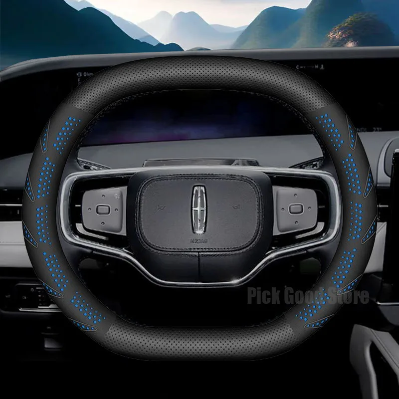 

Double D Car Steering Wheel Cover for Lincoln Nautilus 2023 2024 2025 Anti Slip No need to sew car interior accessories by hand
