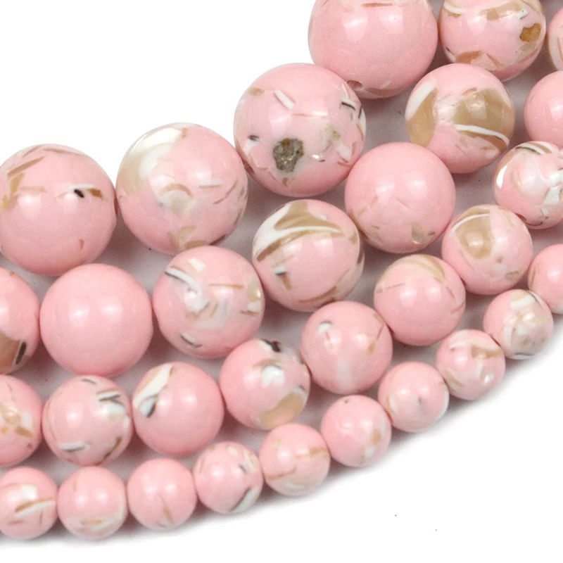 Natural Light Pink Howlite Turquoises Stone Beads For Jewelry Making6/8/10/12mm Round Loose Spacer Beads fit Diy Bracelet Neckla