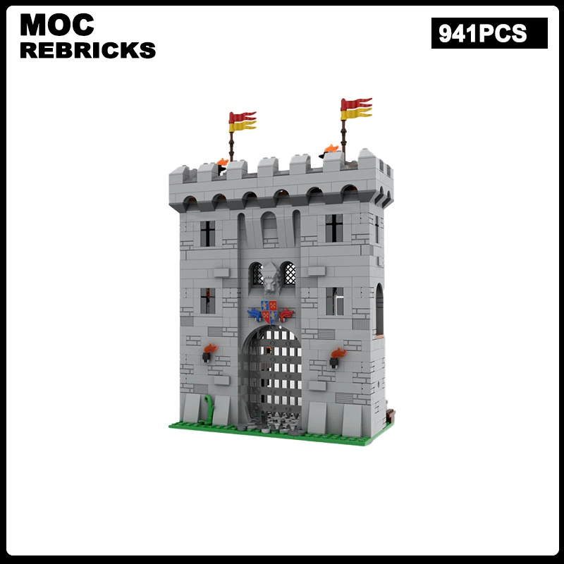 

Medieval Series Modular Building Lion's Gate MOC Architecture Castle Model Technical Bricks Assembly Children Toys Gifts