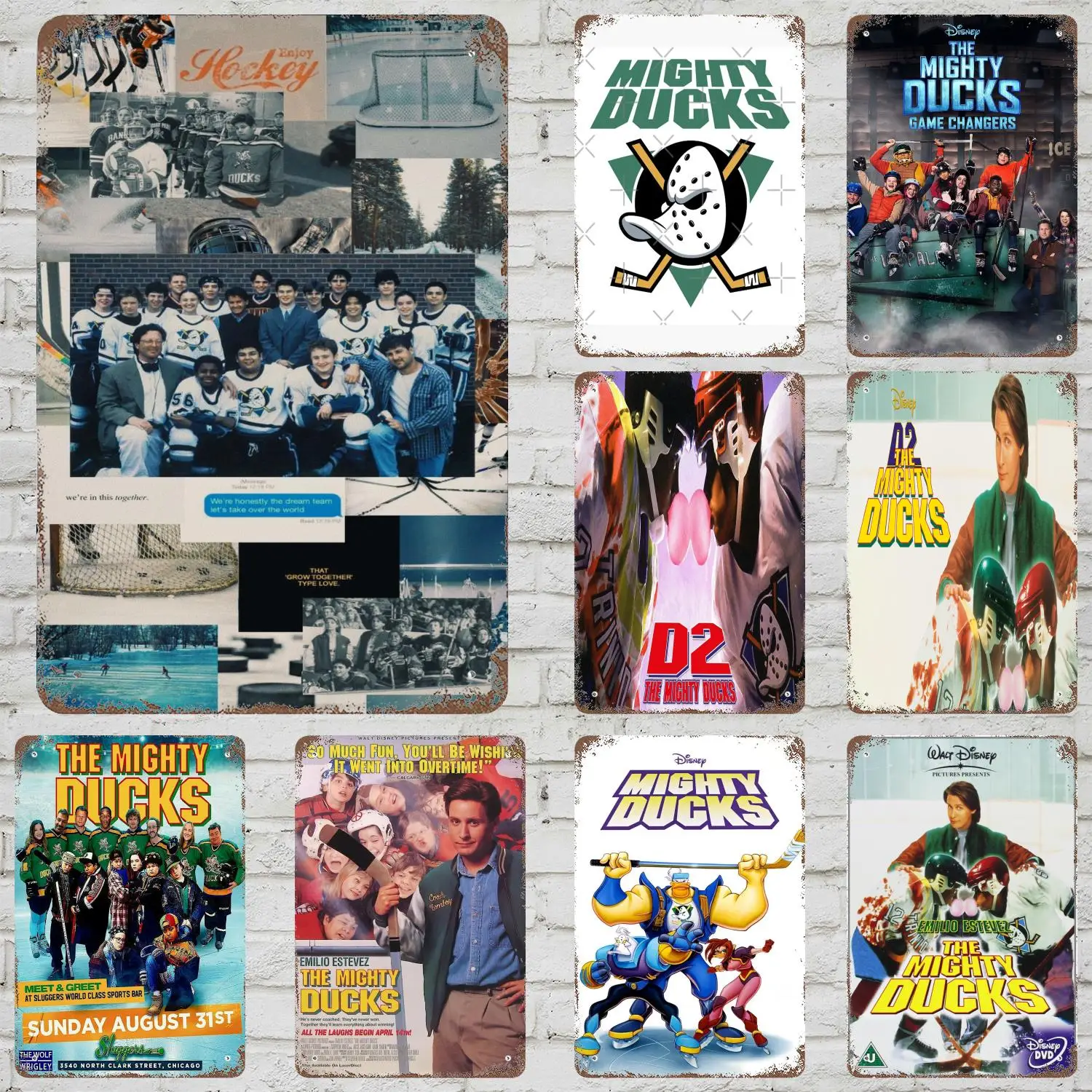 

MINISO D2 The Mighty Ducks Decor Poster Vintage Tin Sign Metal Sign Decorative Plaque for Pub Bar Man Cave Club Wall Decoration