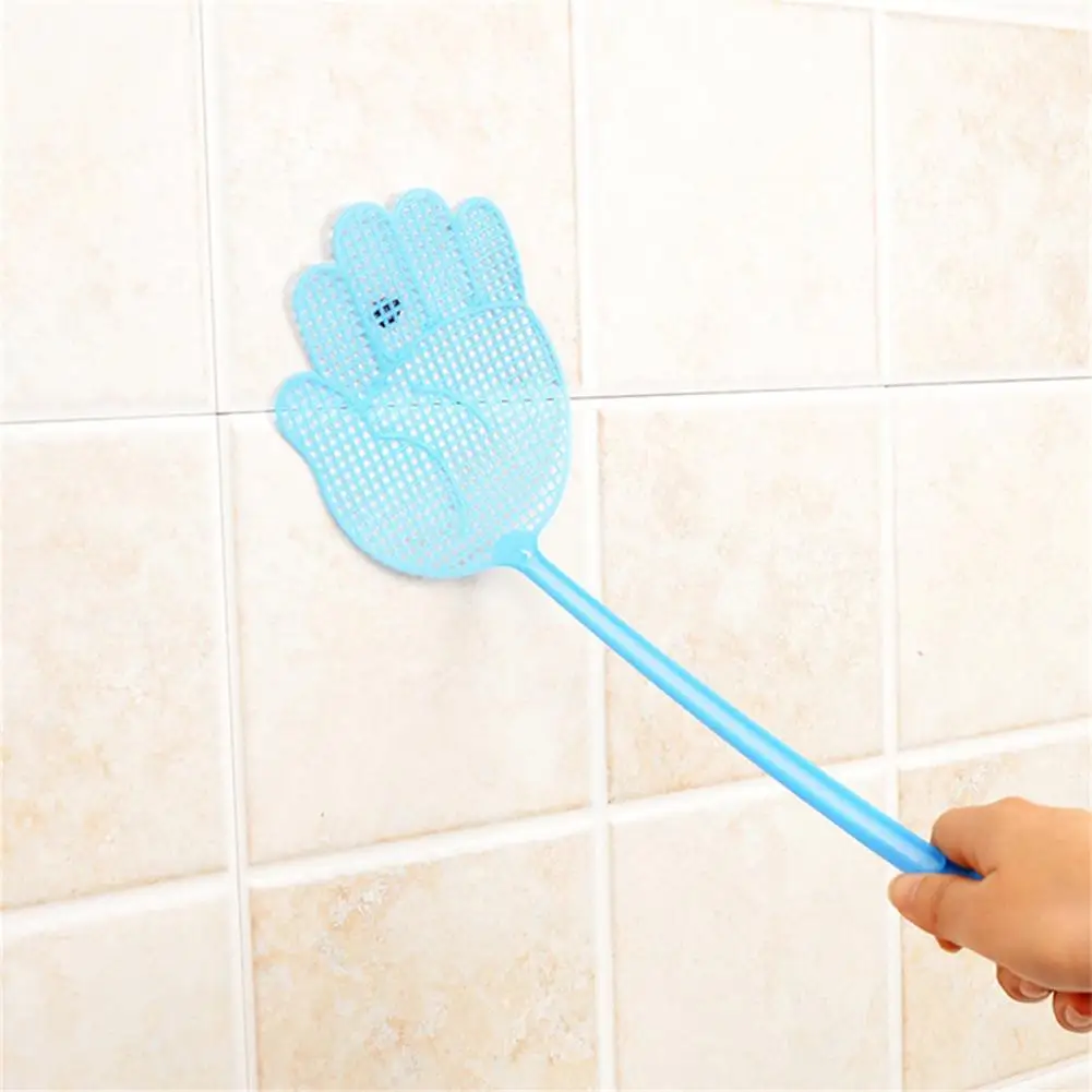 4 pezzi scacciamosche a forma di palma efficiente scacciamosche flessibile Bug Zapper PP palmare manico lungo trappola scacciamosche forniture per la casa