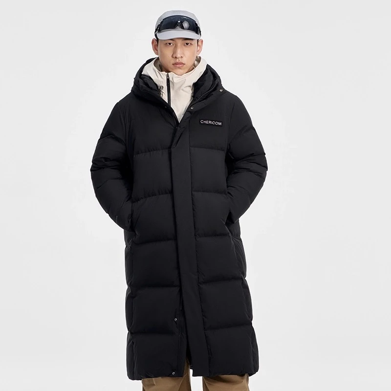 

Chericom длинный пуховик с капюшоном, воротник-стойка, молния спереди, эластичные ветрозащитные манжеты, дизайн с принтом, теплоизоляционное пальто Y309656Y