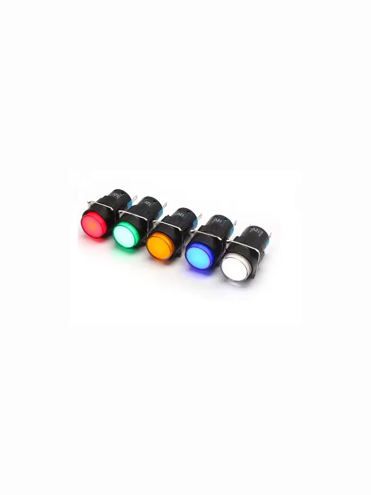 Round 16mm Square AD16 Indicator Light/Signal Lamp with Solder Pins (Push-button Type)