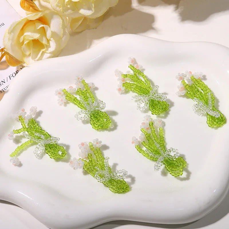 Resin Beaded Floral Cluster Shoe Charm 1 Piece Spring Multicolor Handmade Knit Versatile Decoration for Clear Crystal Clogs