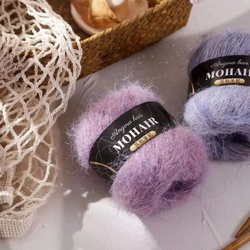 Comfortable Thread Cotton Blended Alpaca Mohair Yarn Soft Fluffy Long Haired Knitting Yarn Handmade Crochet Yarn Hand Crochet