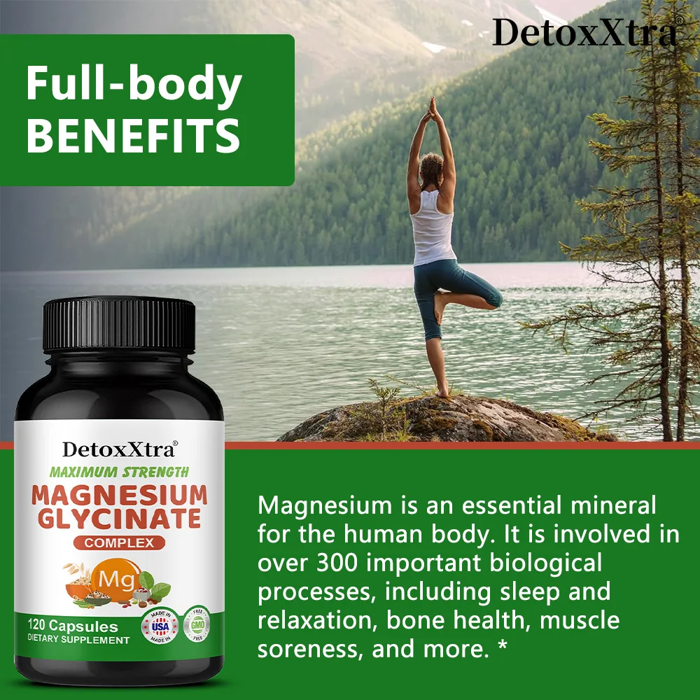Magnesium Complex - with Magnesium Glycinate, Malate, Citrate, Taurate, & Aspartate for Nerves, Muscles, Bones, Stress Relief