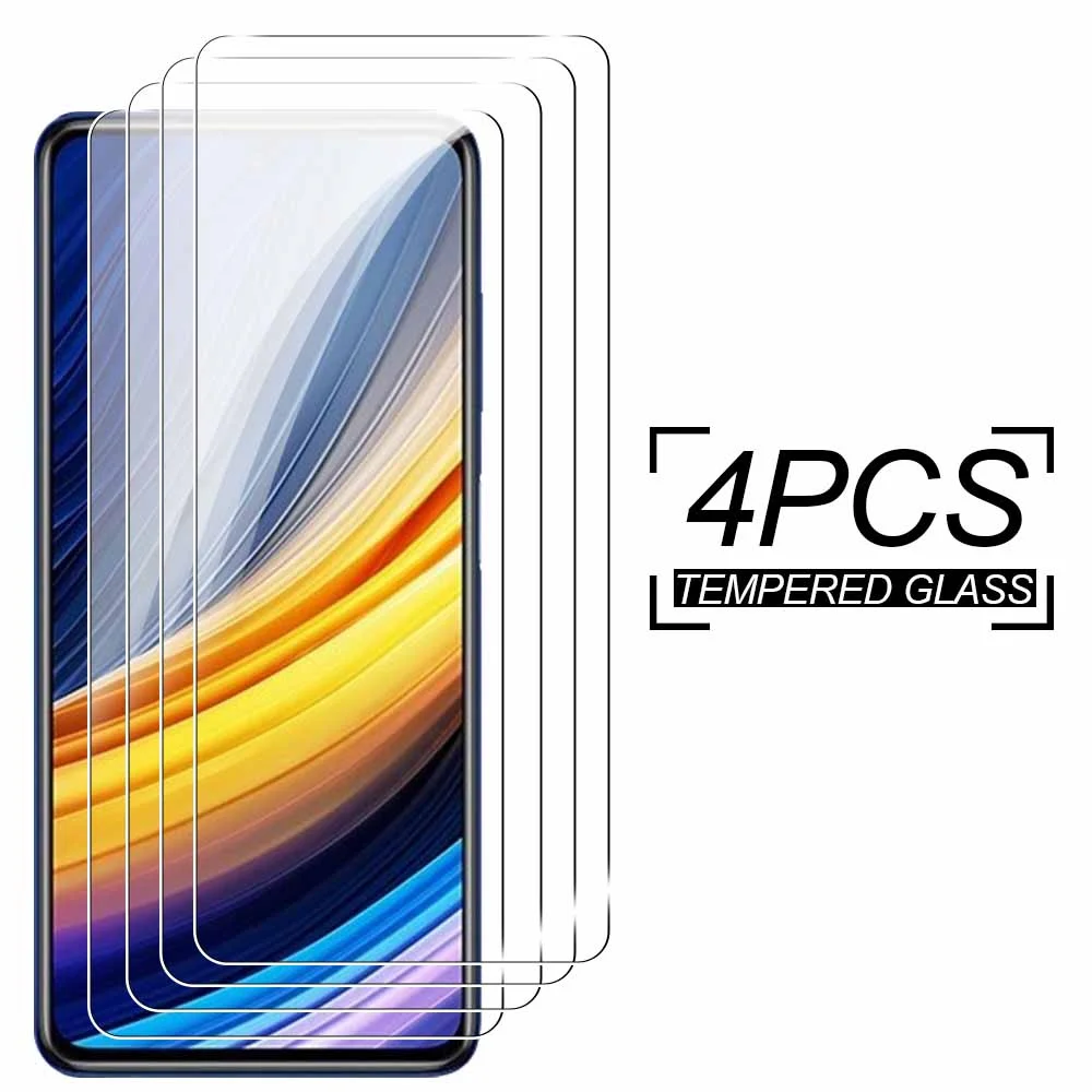 4Pcs Clear Protective Glass Case for Xiaomi Poco X3 Pro 5G Pocox3 Poxo x 3 3x X3Pro Tempered Glass SmartPhone Films 6.67 inches