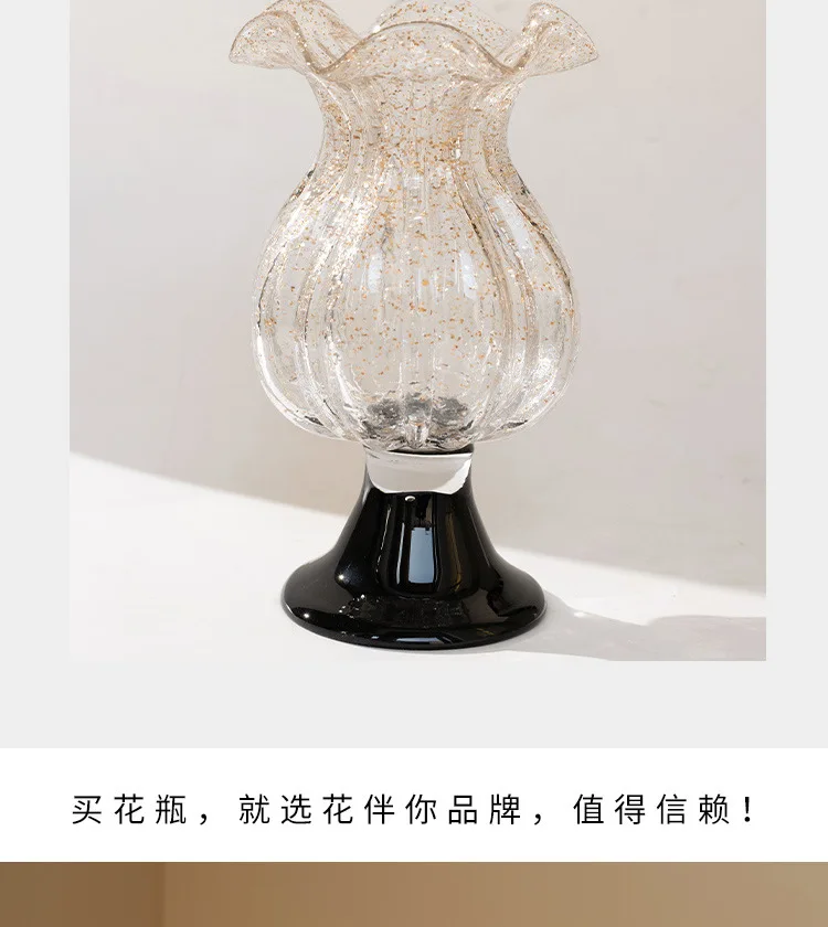 French ancient glass vase ornament, living room flower arrangement, high-end light luxury dining table decoration, water culture view 5