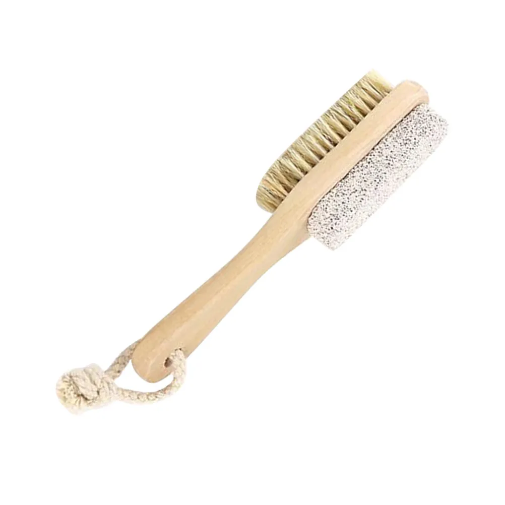 2Pcs Double Sided Foot Callus Brush Pumice Stone Wood Bristles Pedicure Foot File Callus Dead Skin Remover Tool