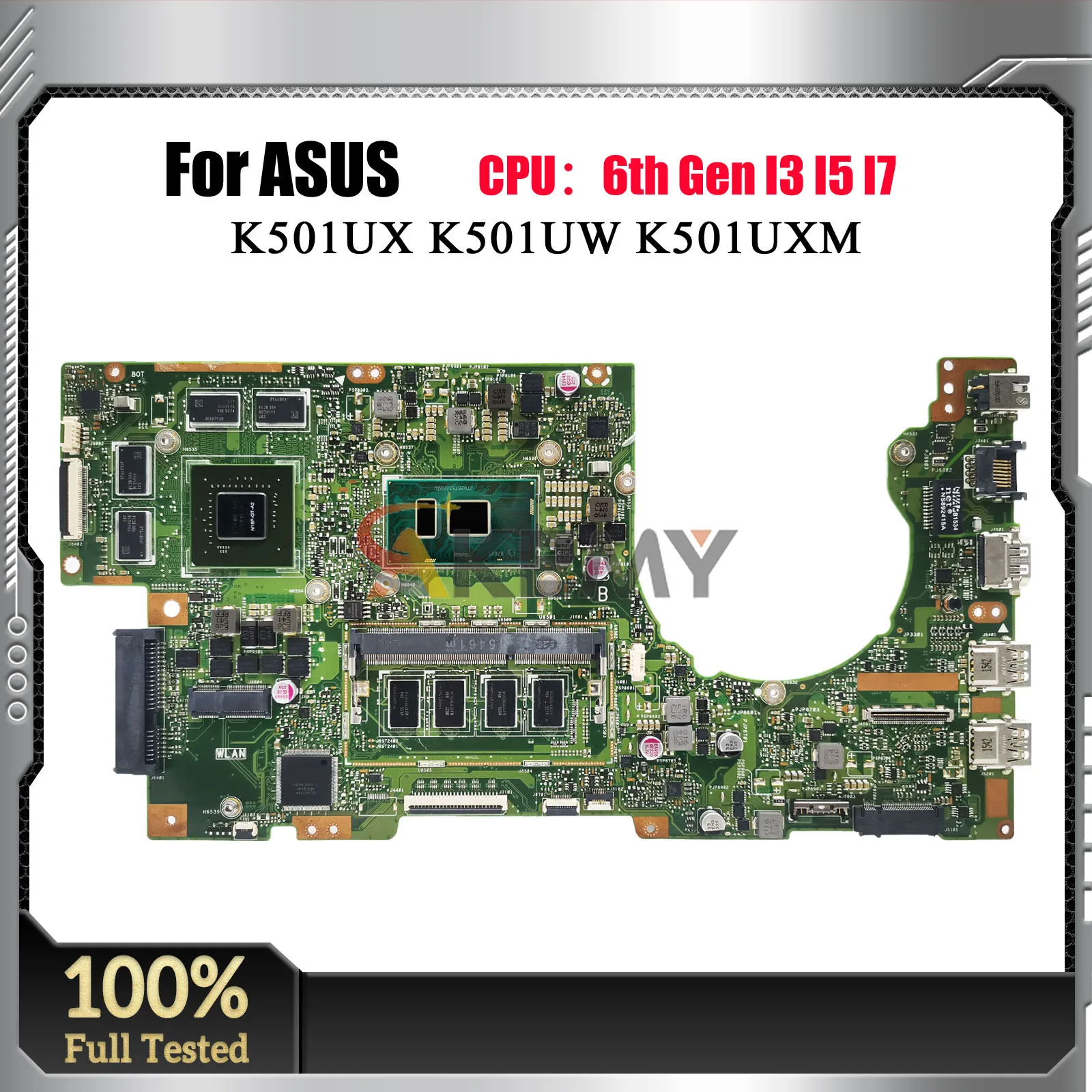 K501UX Laptop Motherboard For ASUS VivoBook K501UW U5000 A501U K501UQ K501U K501UB K501UXM Mainboard I3 I5 I7 CPU 100% Tested