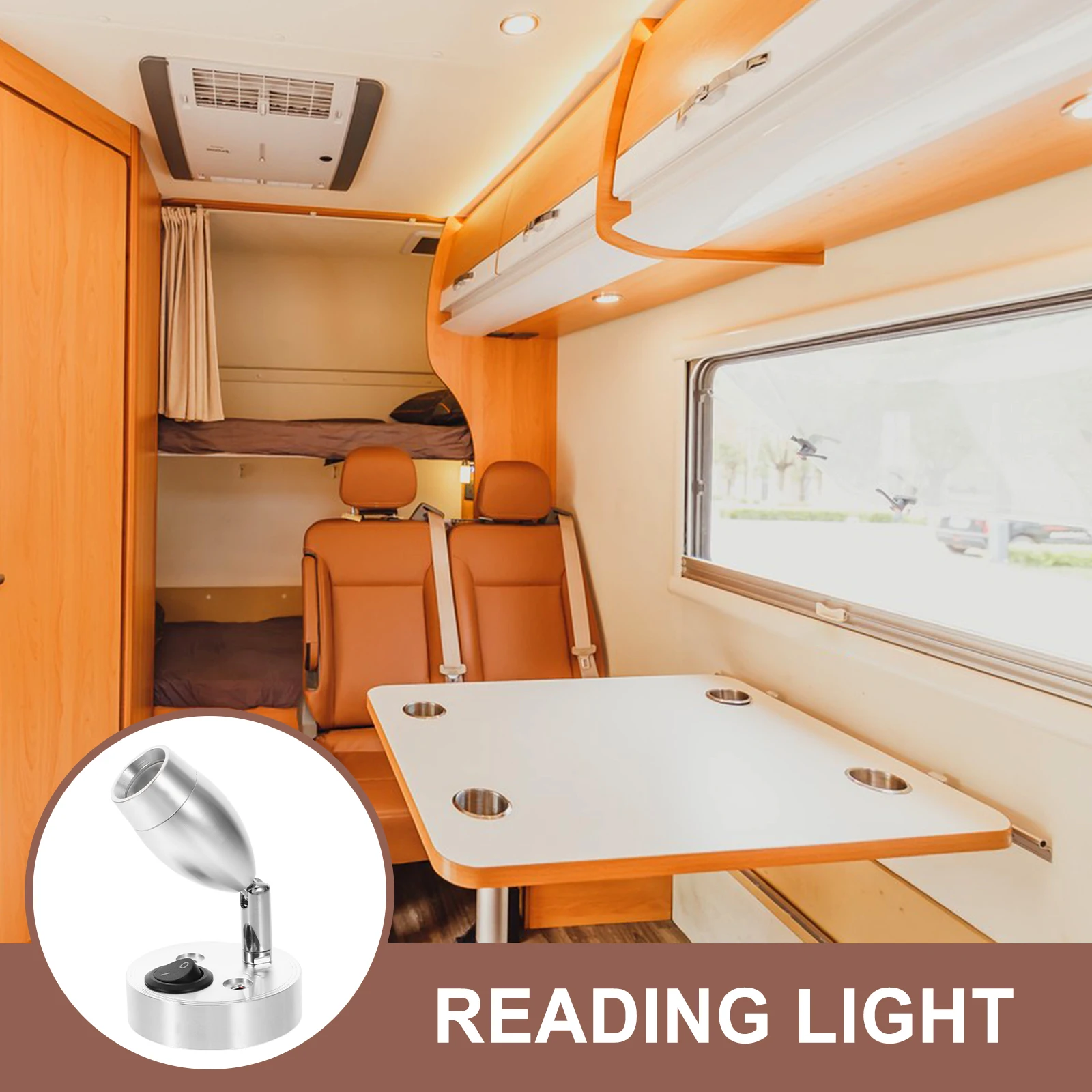 

LED Reading Lights with Brushed Nickel Lampshade White Lighting Chart Lights for Motorhome and Marine 6000K 3W 12V