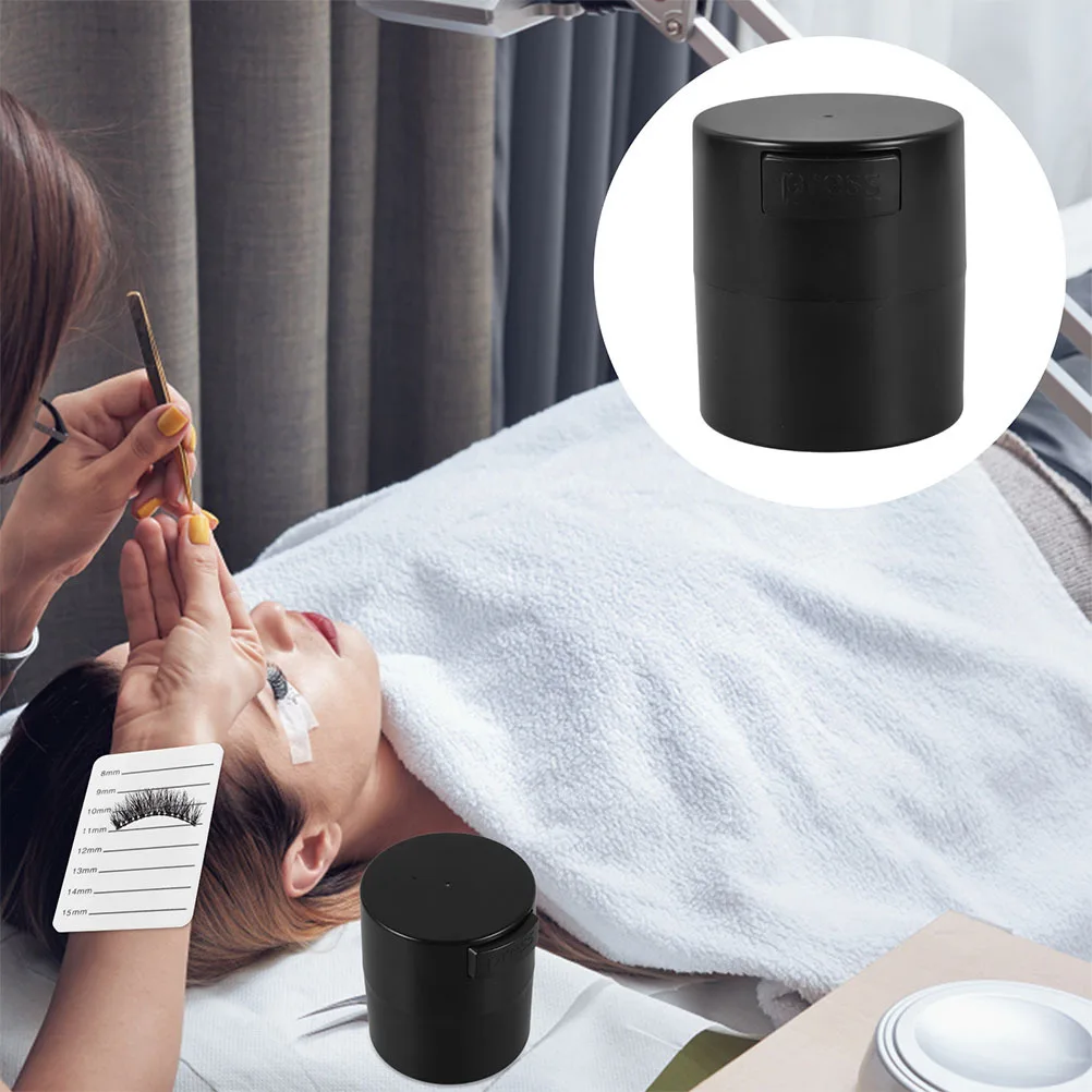 

2Pcs Lash Extension Tank Eyelash Sealing Jar Press Design Vacuum Seal Container for Fresh Long-Lasting Adhesive Compact Lash