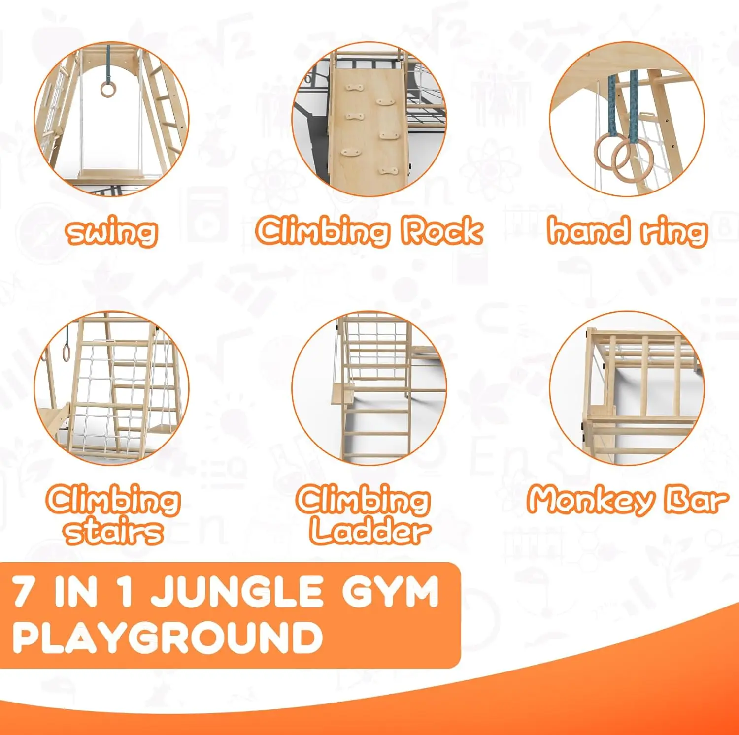 Indoor Jungle Gym for Toddlers, 8-in-1  Indoor  Climbing Playset, Space-Saving Toddler Indoor