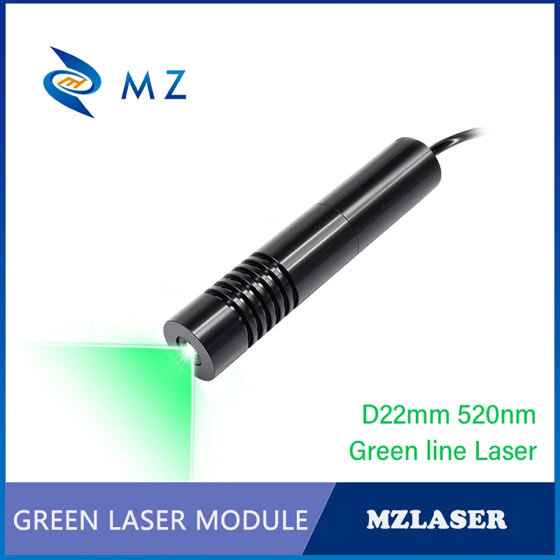 New Compact Green Line Laser Diode Module 520nm D22mm 50mW 100mW 5V 12V 24V High-Accuracy Industrial Grade Line Laser