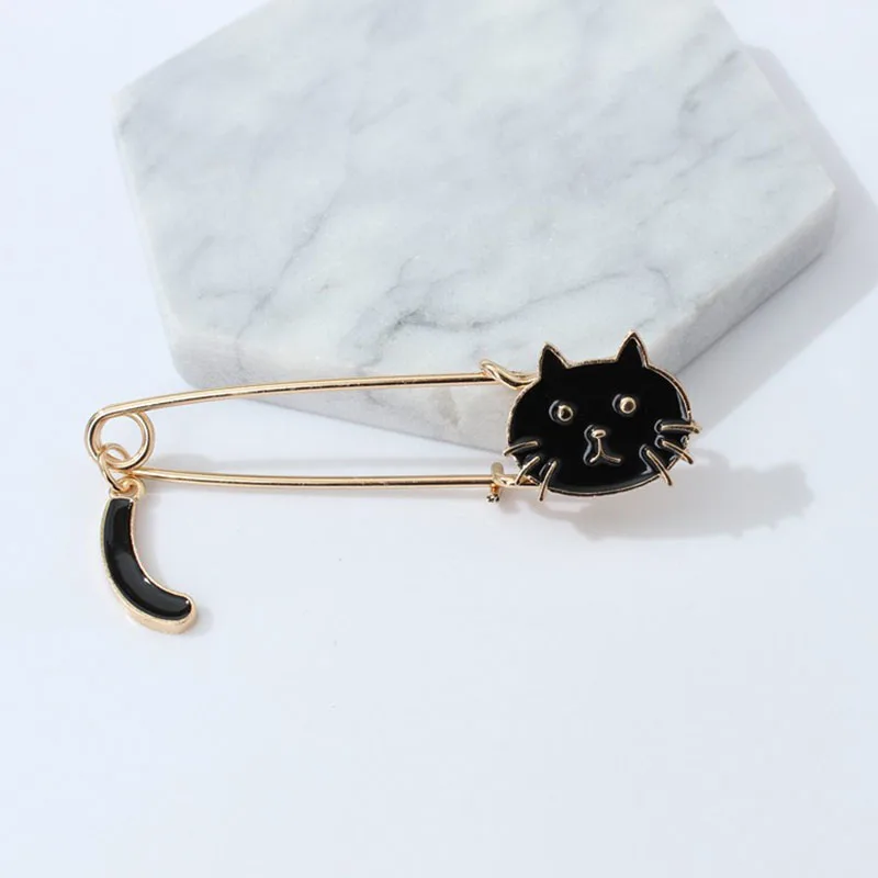 1pcs Cat Metal Badges Safety Pins For Clothes Badges Fashion Brooch Icons On Backpack Decorative 7.1*1.8cm BDG7805