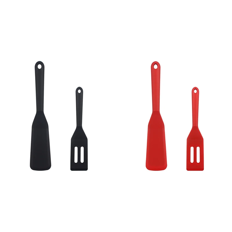 

2 PCS Favorite Spatula Slotted Spatula One Size Fits All Black Silicone Shovel Set