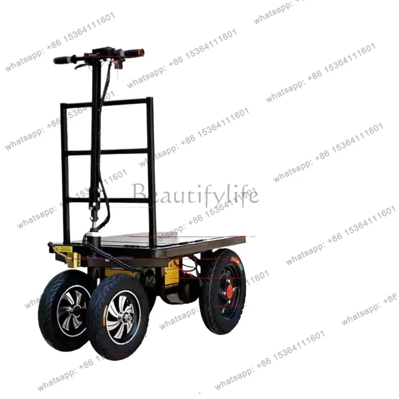 YJ  electric flatbed truck truck construction site pulling yellow sand cement trolley four-wheel folding decoration into