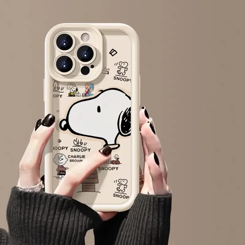 Big Head Snoopies Cartoon Phone Case For IPhone 16 15 14 13 12 11 Pro Max Mini XR XS X 7 8 Plus Soft TPU Back Cover