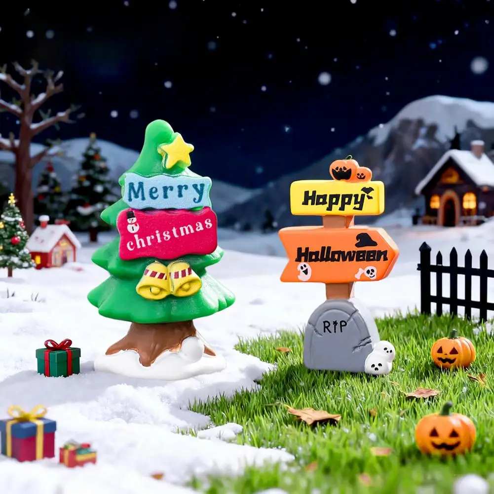 Micro Landscape Ornament Diy Desktop Landscaping Micro-landscape Ornaments Set Christmas Halloween Theme Desktop Decor for Party