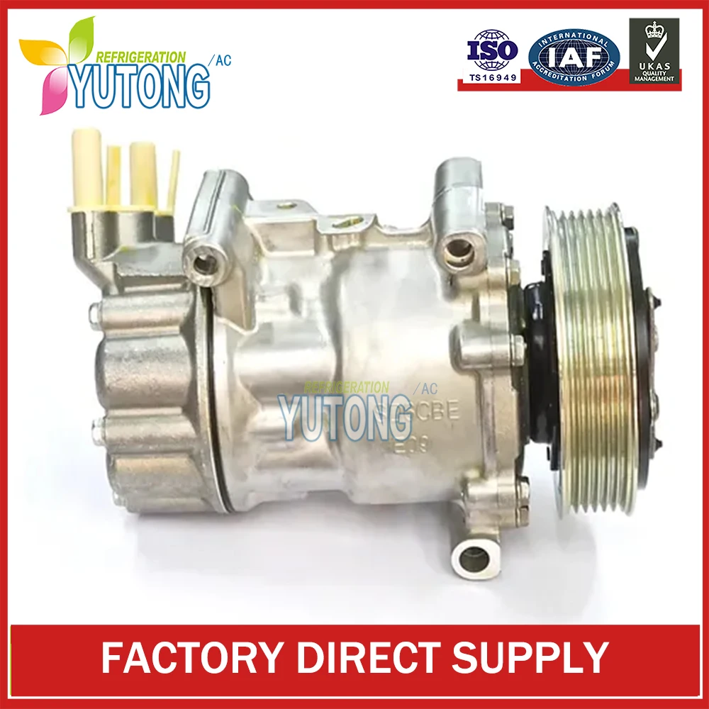 SD6C12 Air Conditioning Compressor For Peugeot 207 208 307 308 Partner Tepee 1,4 1,6 16V 9822826880 9670318880 9659875780