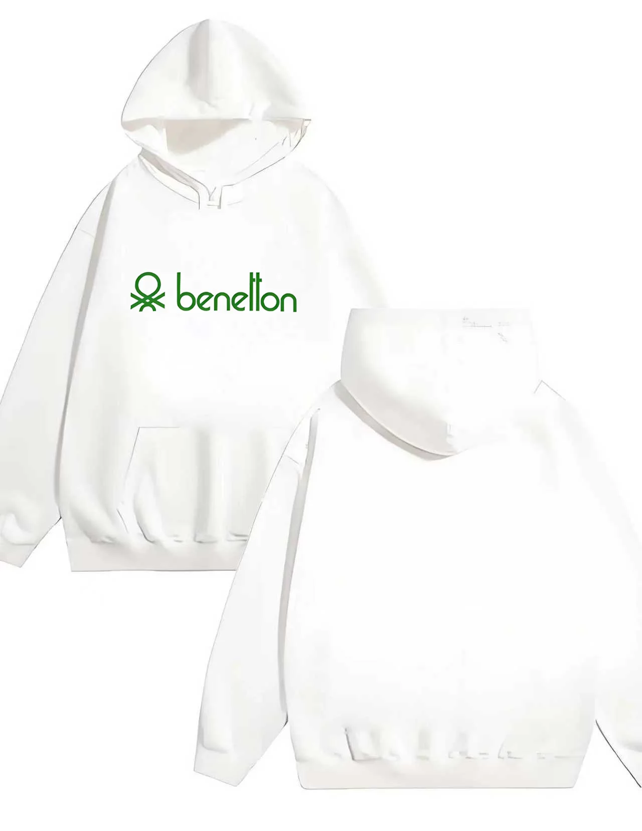 2025 Nueva moda Benetton Logo Print 330G Sudadera con capucha resistente Casual Unisex