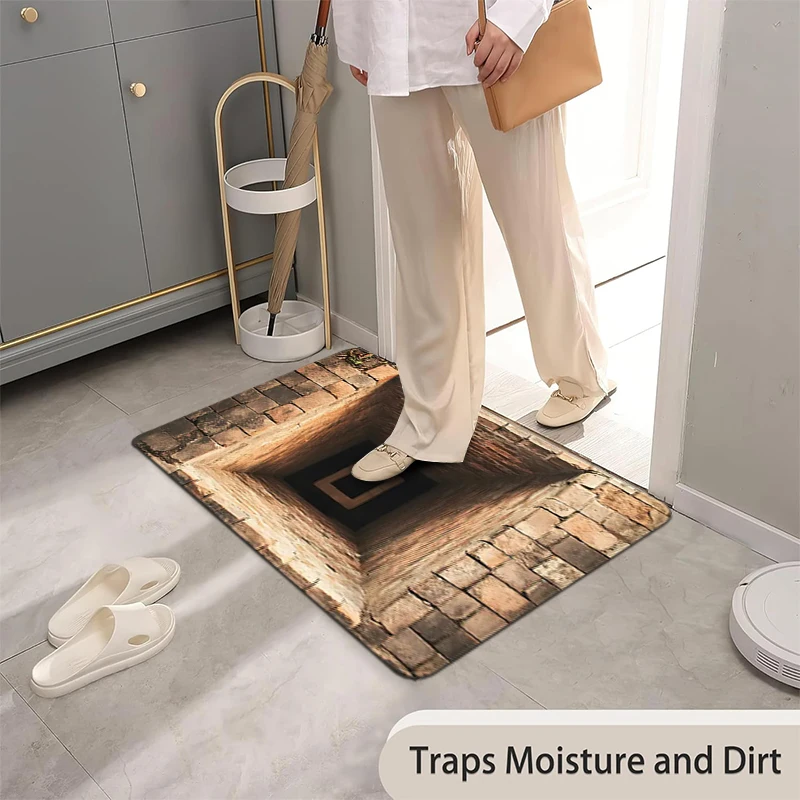 

2D нескользящий плоский оптический иллюзорный коврик для двери, легко моющийся в машине коврик для ванной комнаты, украшение для подарка на Рождество и Хэллоуин