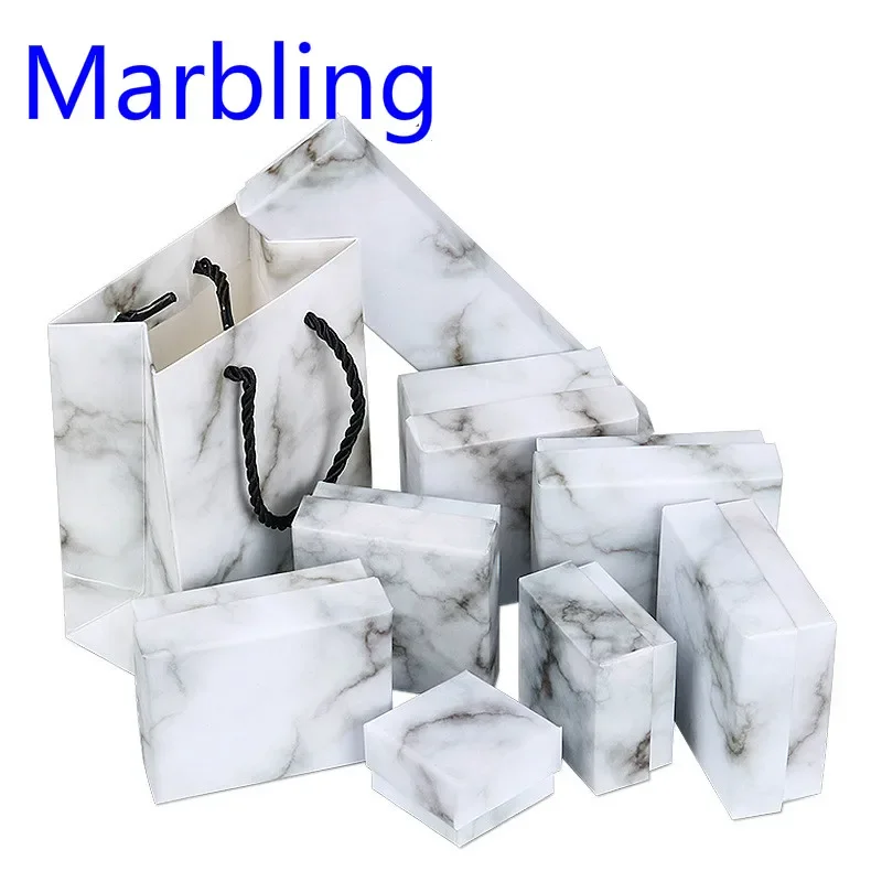 Gradient Hồng Xanh Dương Túi Tote Marbling Giấy Gói Hộp Lễ Tình Nhân Sinh Nhật Tặng Vòng Cổ Trang Sức Bao Bì Dự Tiệc Cung Cấp