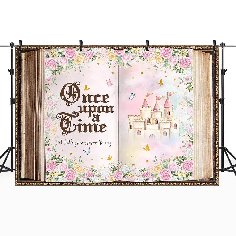 Mocsicka Magic Book Once Upon A Time Baby Shower Backdrop A Little Princess Is On The Way Girl Welcome Party Decor Background