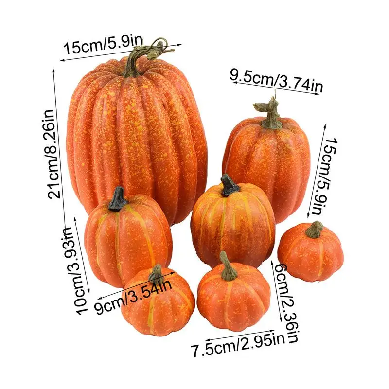 7pcs Artificial Pumpkins Foam Fall Simulation Pumpkin Mini Pumpkin Halloween Party Decoration For Home Thanksgiving Craft