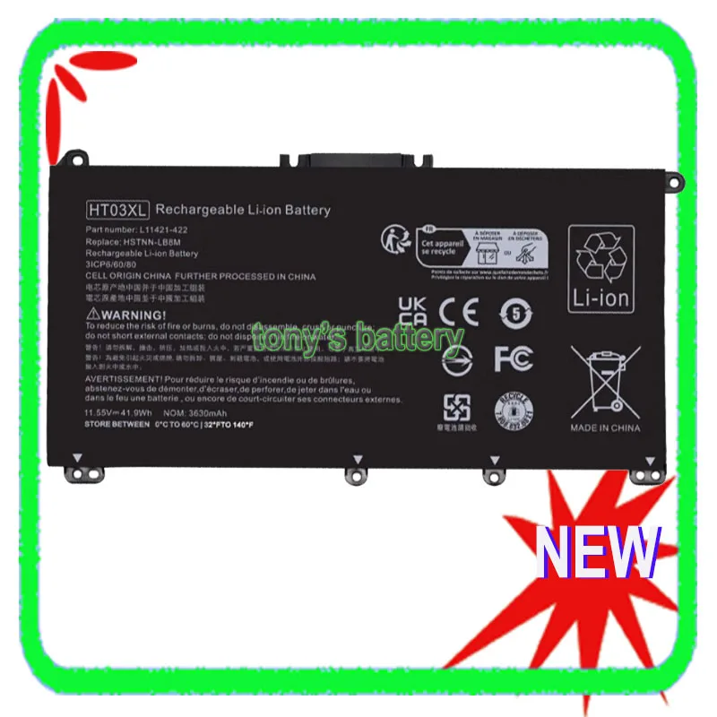 New HT03XL Battery For HP Pavilion 240 245 250 255 256 G7,340 348 G5,15-CS 17-BY L11421-421 HSTNN-IB8O L11119-855 L11421-2C2