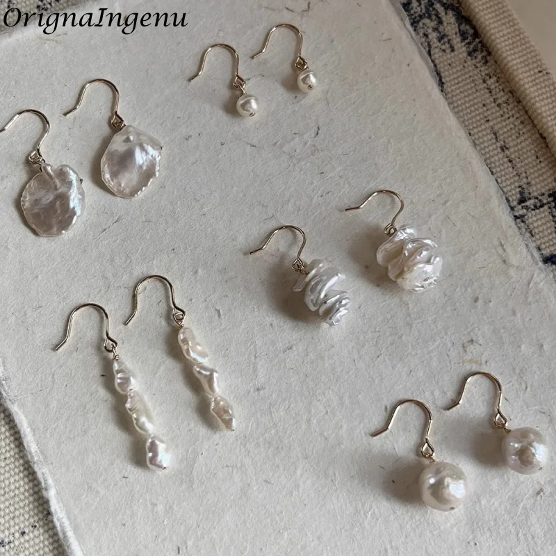 Handmade Organic Baroque Pearl Earrings 14K Gold Filled Personalized Tarnish Resist Wedding Jewelry for Women