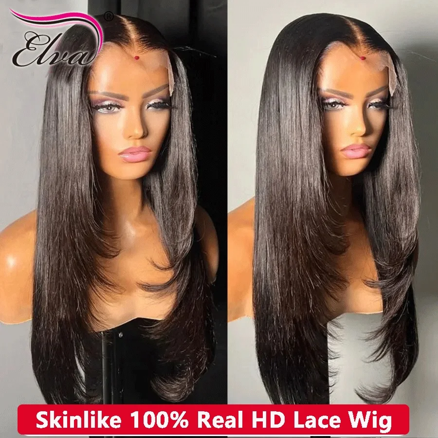 

5X5 6X6 7X7 HD Lace Closure Wigs Glueless Wig Human Hair Ready To Wear Wig Silky Straight Layered Cut HD Lace Wigs Brazilian