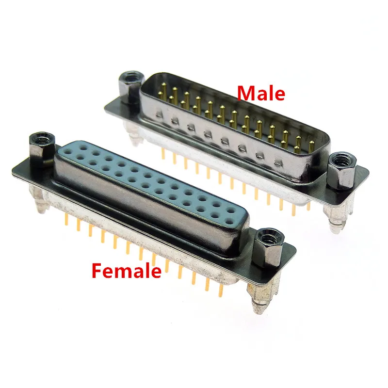 1PCS Gold plated With fixed screw DP9 DP15 DP25 DP37 MALE FEMALE CONNECTOR Insert plate type D-Sub Mounting DB9 DB15 DB25 DB37